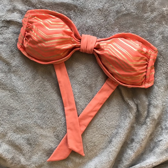 Orange & Gold Bandeau Swim Top - Picture 1 of 3